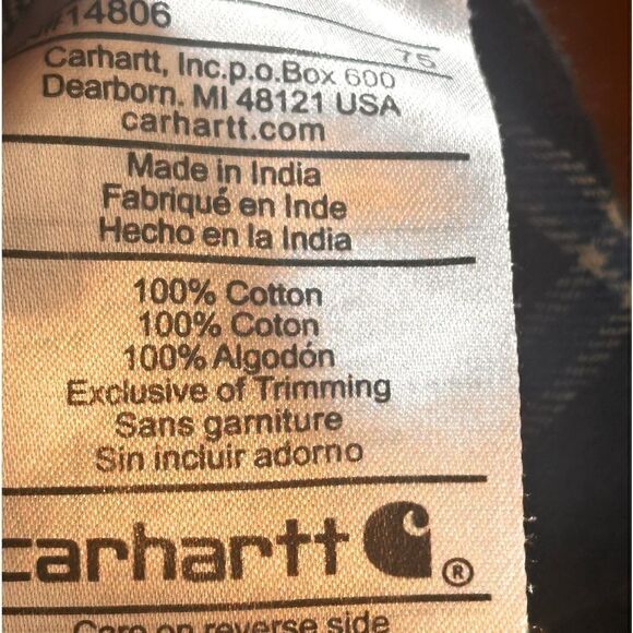 Carhartt Long Sleeve Flannel Button Front Shirt Blue and Green Size Medium 📦 - Picture 7 of 12